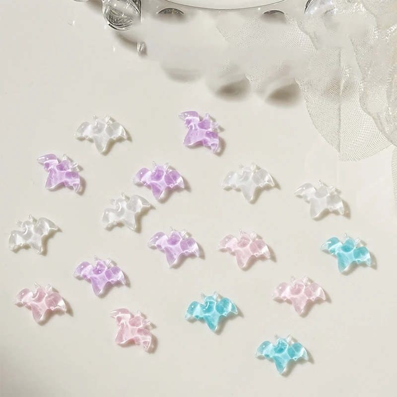 10Pcs Spider Bat Nail Art Resin Rhinestones Mix Colors Floral Nail Art Charms Bat Shaped Manicure Supplies