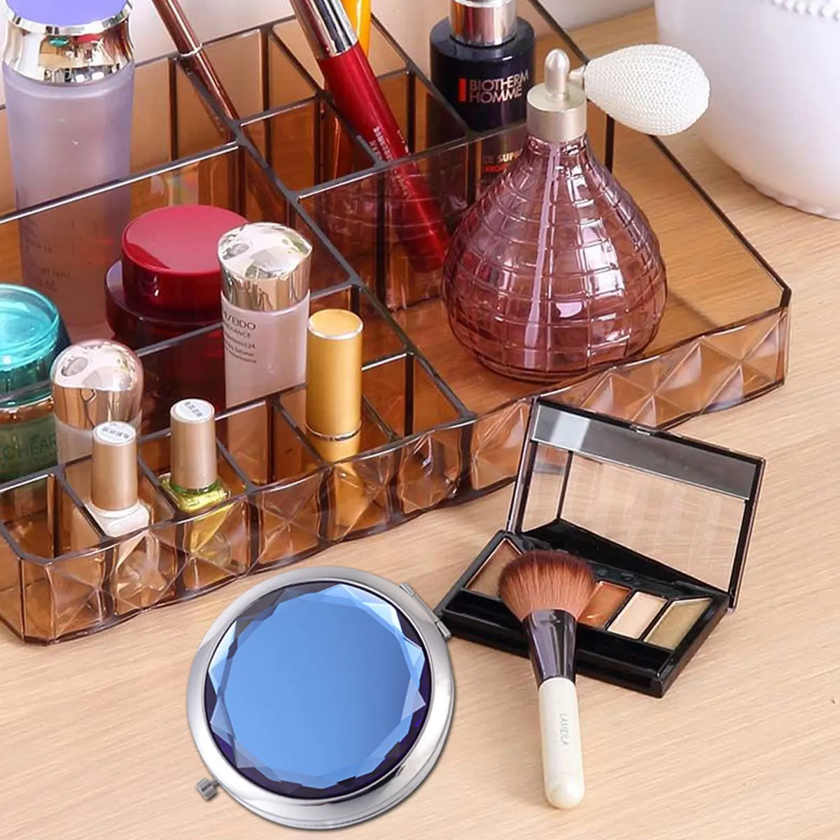 4 pçs espelho de maquiagem lados duplos dobrável portátil espelhos compactos moldura polida pequena bolsa espelho de bolso para senhoras