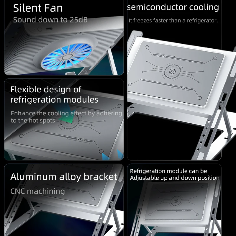 Semiconductor laptop cooler cooling gaming laptop base bracket aluminum alloy cooling multi-speed adjustment12-18 inches