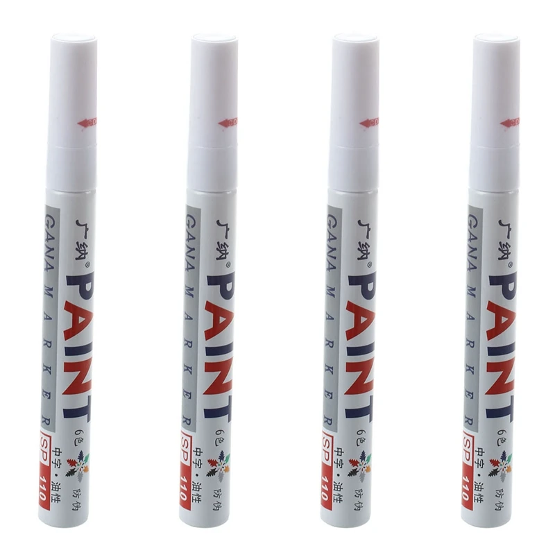 4X White Permanent Car Tyre Tire Metal Paint Pen Marker