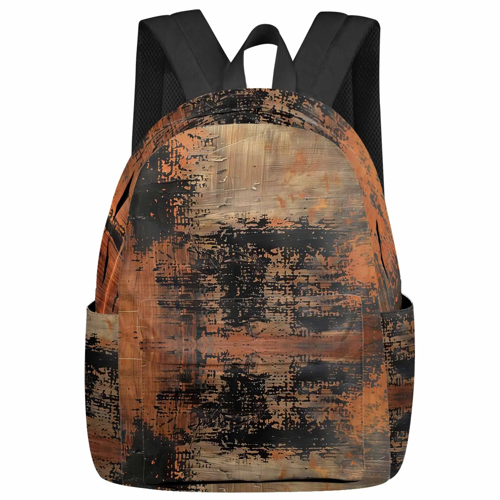 

Abstract Oil Painting Graffiti Orange Black Backpacks Custom Student School Bags Laptop Backpack Men Women Female Travel Mochila