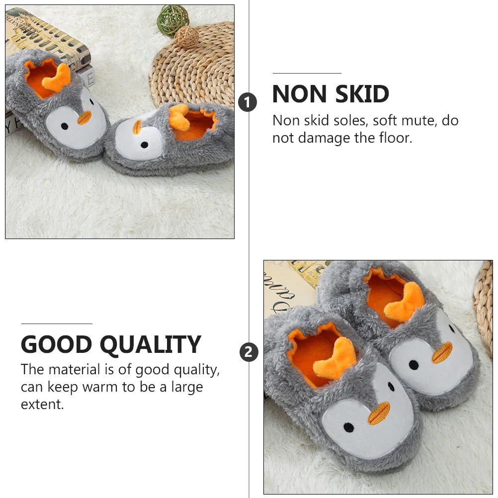 1 زوج الاطفال الدافئة نعال من القطن الكرتون البطريق الخريف الشتاء داخلي عدم الانزلاق المنزل النعال المريحة المنزل أحذية دافئة