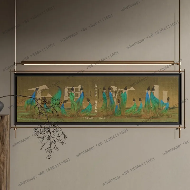Retro Chinese painting thousands of miles of rivers and mountains wall painting sofa background