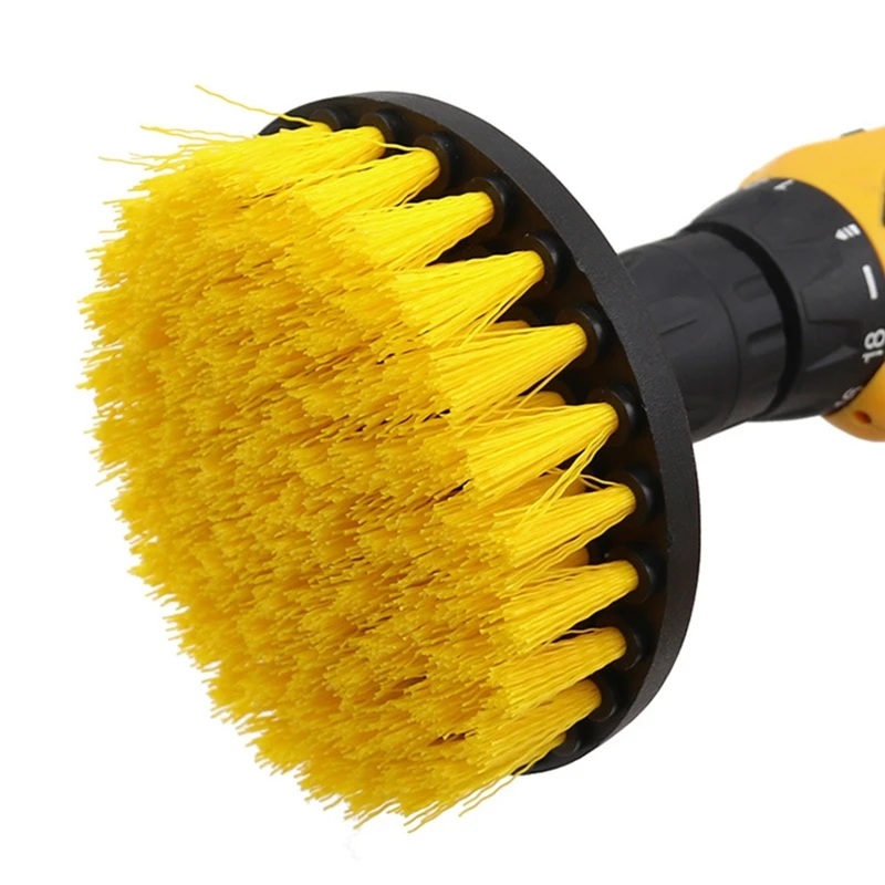 Electric Drill Brush Kit Round Plastic Scrubber Brushes Auto Tires Cleaning Tools for Bathroom Surfaces Floor Grout Tile