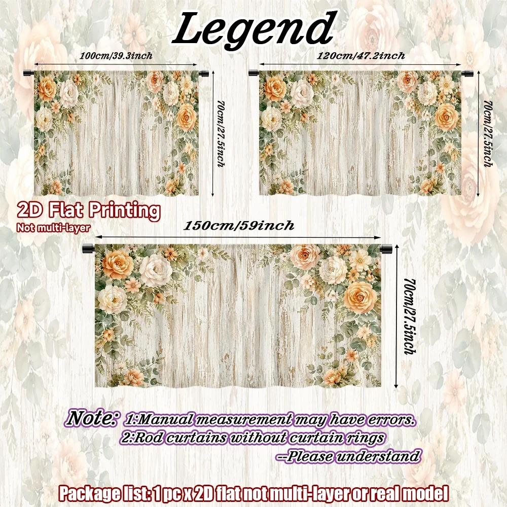 2D flat 1pc European style cabinet curtains Rustic Floral Frame Digital printing No-drill small curtains, bedroom curtains, door