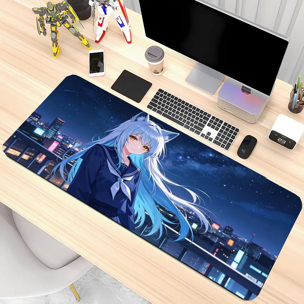 Cozy Cat Warm Heart Pattern Large Size Playmat Game Card Pad For Laptop Office Desktop Bedroom Learning Gaming