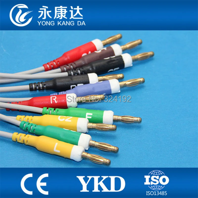 Free shipping!! Kenz (PC-104) one-piece EKG cable,10 leads,banana4.0 plug leadwires with 4.7k resistance