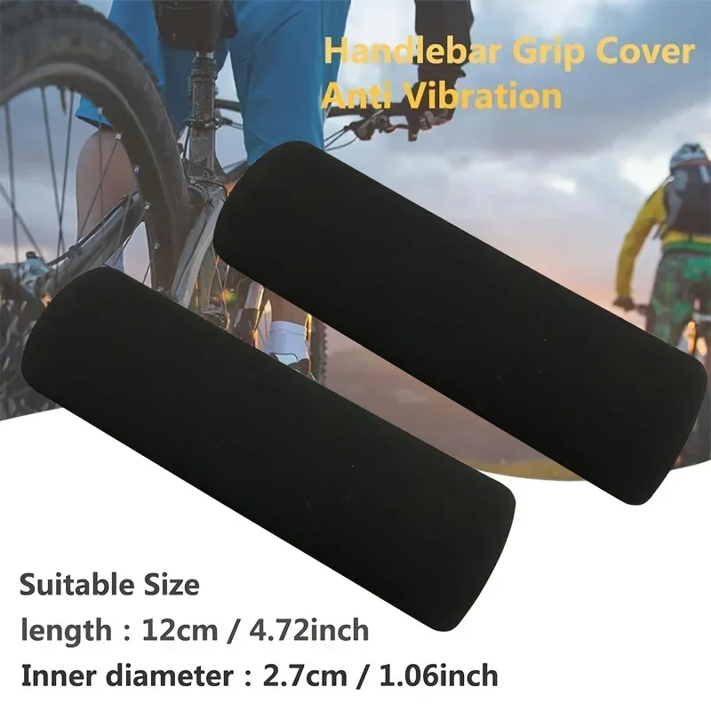 2pcs Black Sponge Bicycle Handlebar Covers, Scooter Motorcycle Grip Kits, Improved Anti slip, Sweat absorbing, Waterproof Soft image 4
