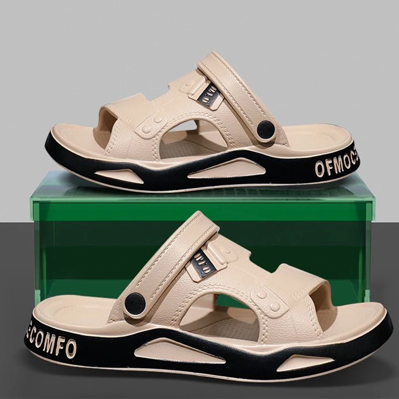 

Повседневные мужские сандалии, летние нескользящие пляжные тапочки двойного назначения для вождения, высококачественные тапочки, уличная одежда, удобные дышащие туфли из ЭВА