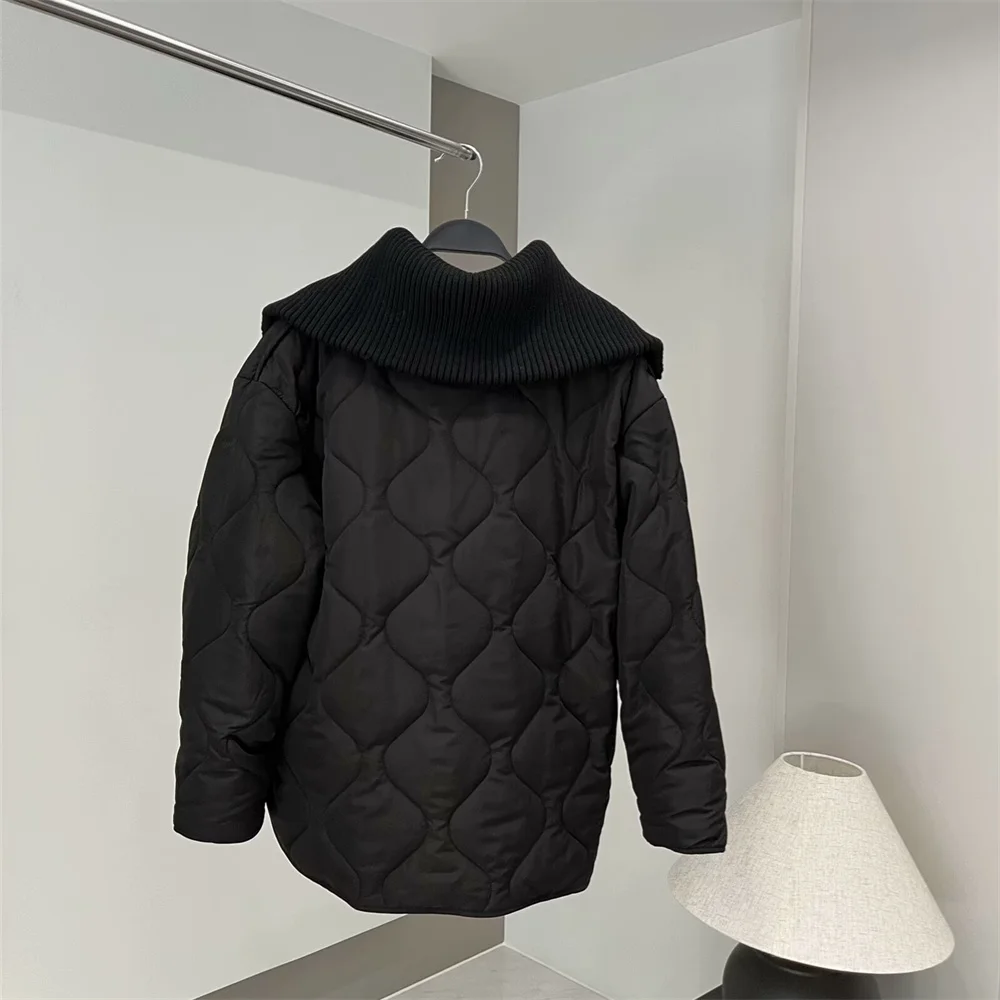 PB&ZA cappotto nero trapuntato a maniche lunghe con risvolto a costine cappotto in cotone autunno e inverno nuovo cappotto da donna