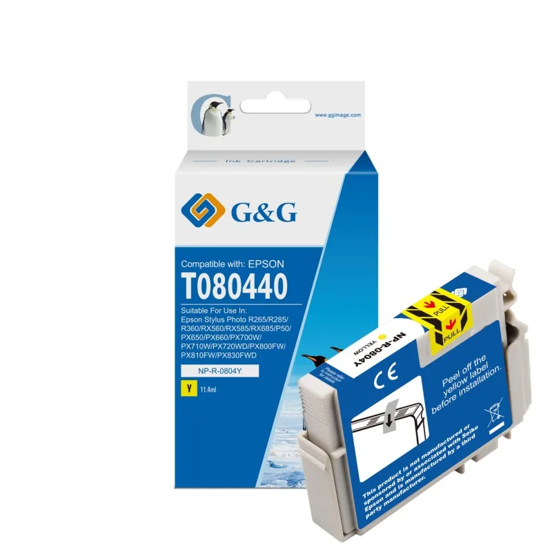 G & G Epson T0804 yellow ink cartridge Generico-replaces C13T08044011 GG-T0804 tintasycartuchos.com