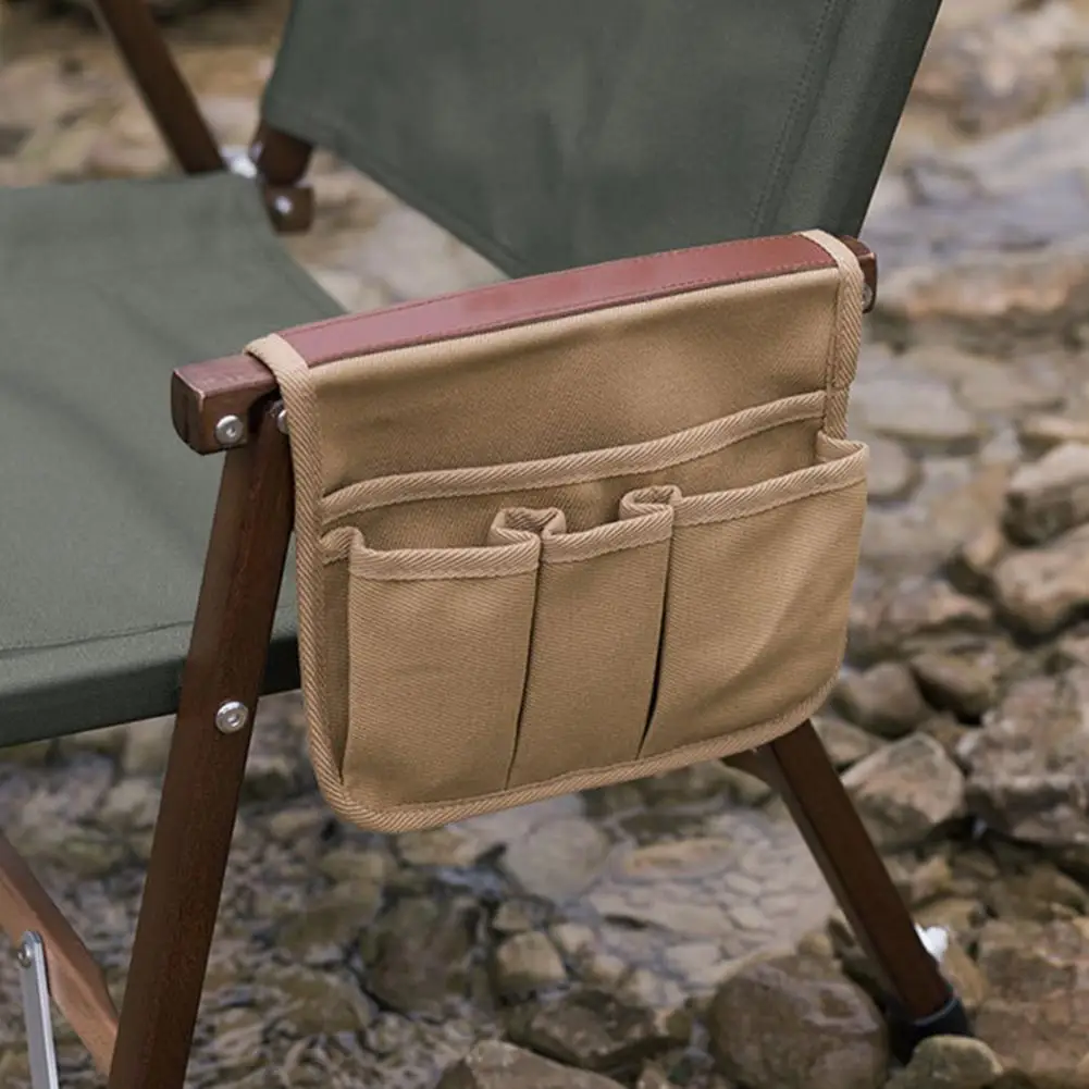 Camping Chair Side Bag Large Capacity Access Easily Fade-less Fishing Chair Armrest Storage Bag Outdoor Tool