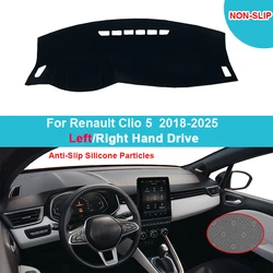 Car Dashboard Cover DashMat For Renault Clio 5 2018-2021 2022 2023 2024 2025 Flannel Suede Polyester Carpet Cape Protector Shade