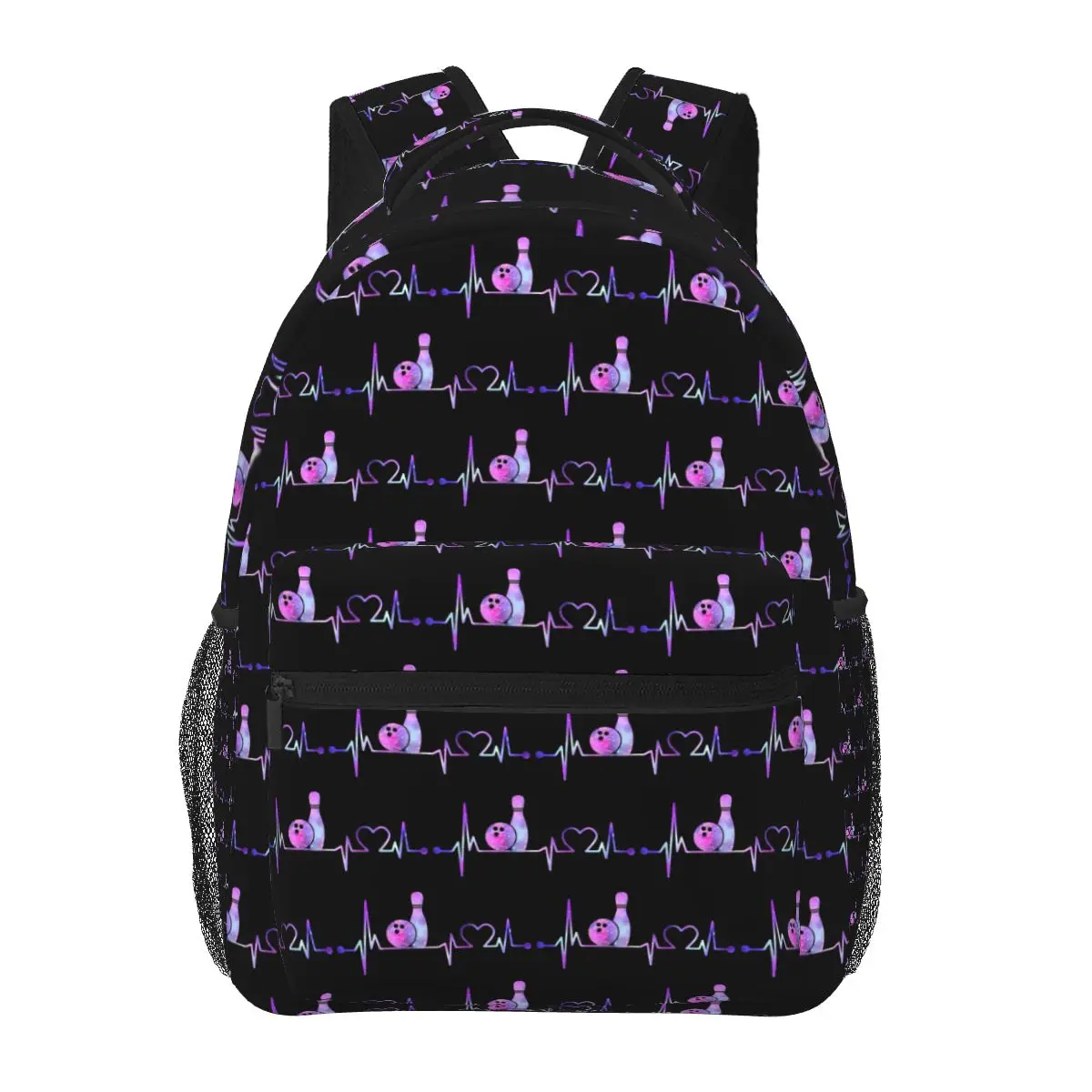 

Bowling Bowlings On A Heartbeat Student Backpack School Bag Hiking Travel Daypack for Men Women Fashion Bookbag Shoulder Bags