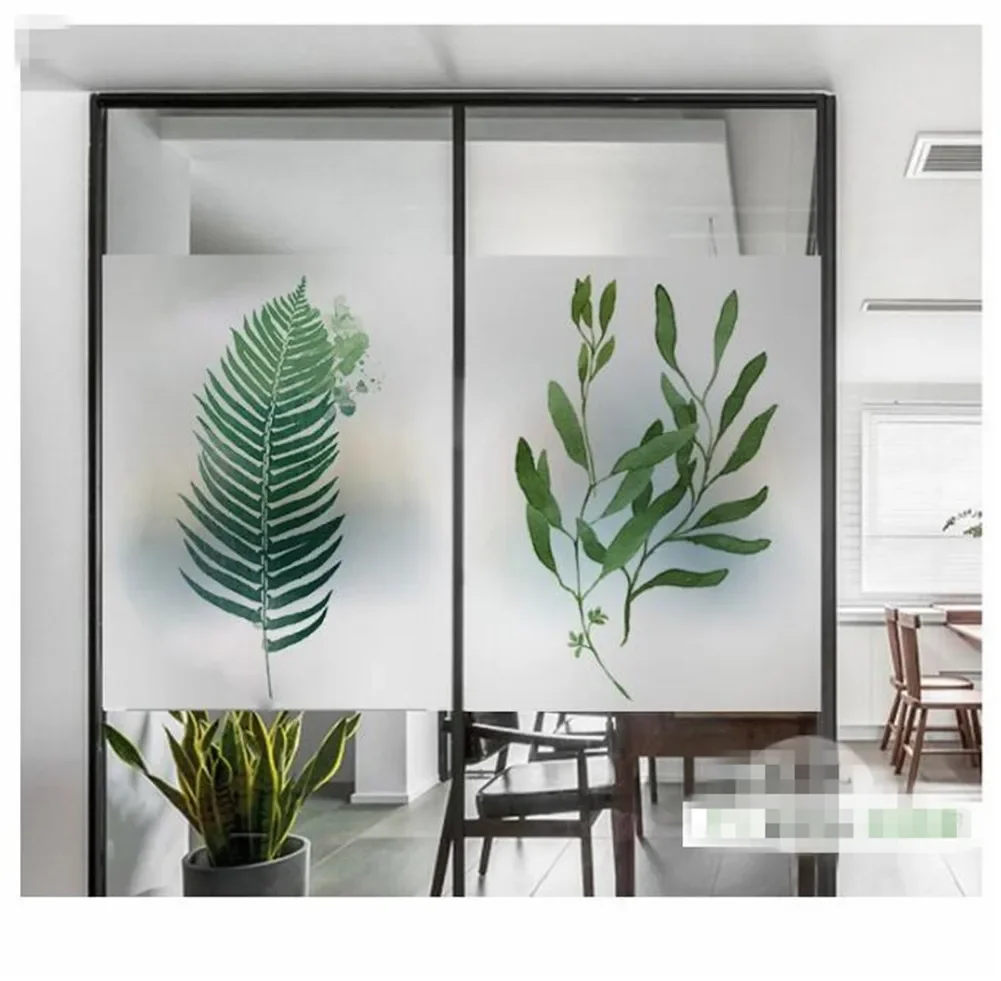 Static Cling Privacy Windows Film Decorative Plant Leaves Stained Glass Window Stickers   Frosted Window Cling Tint 67