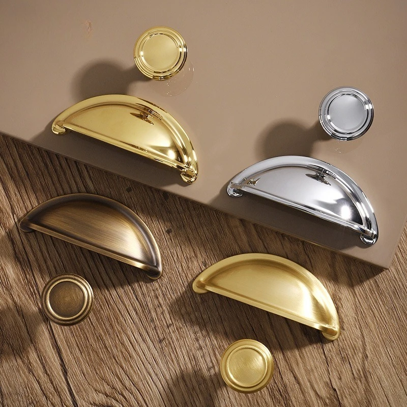 

1pc Kitchen Cabinet Pulls Drawer Shell Handle French Light Luxury Wardrobe Door American Cabinet Door Handle Furniture Hardware