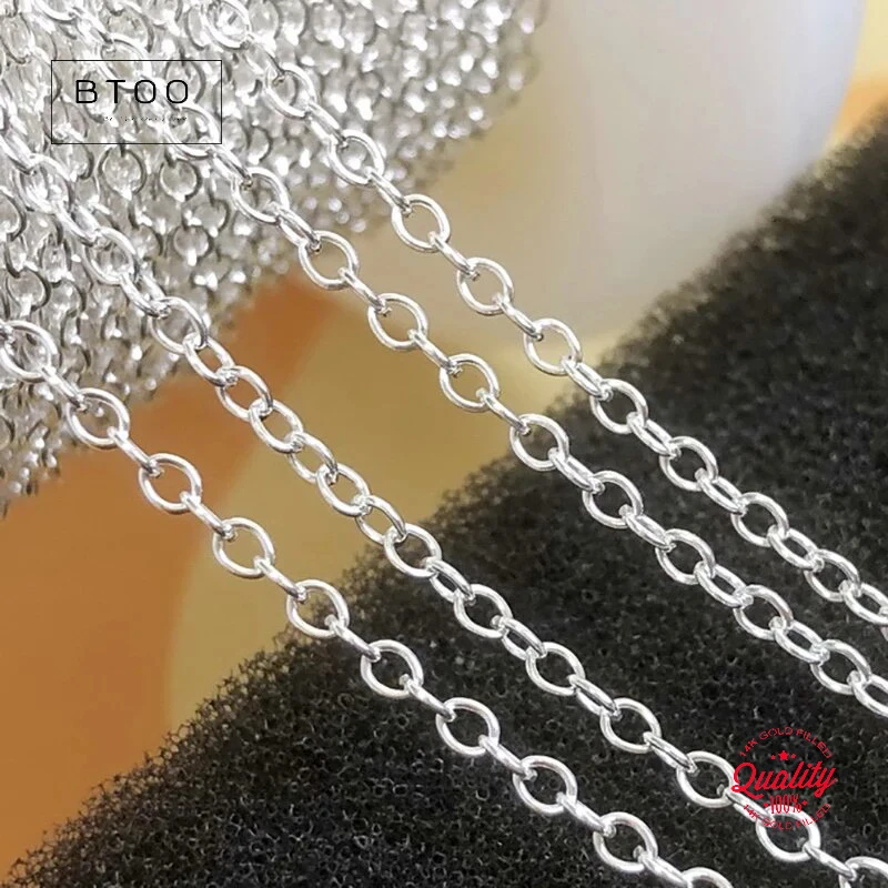 925 Sterling Silver 1.7mm Cable Chain Footage Unfinished Wholesale Bulk for DIY Jewelry Findings