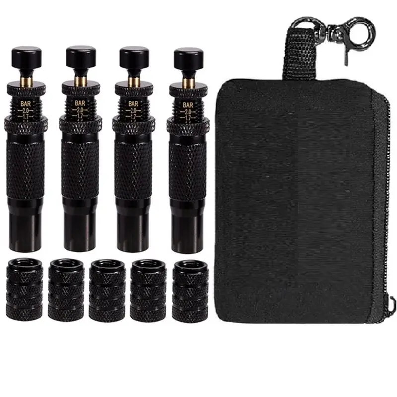 

New-Adjustable Screw-On Auto-Stop Tire Deflators Valve Kit(10-30 PSI) 4PCS Tyre Air Down Tool With 5 Valve Caps
