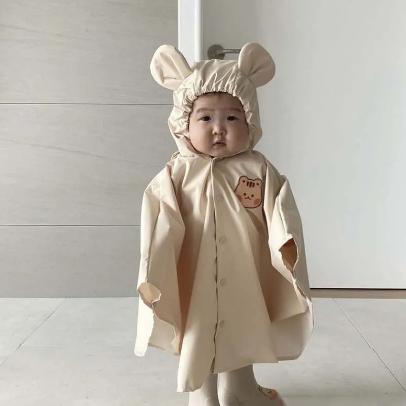 Korea 2024 New Children\'s Cute Raincoat Bear Cloak Raincoat Waterproof Baby Raincoat For Girls Boys 1-4Years Kids