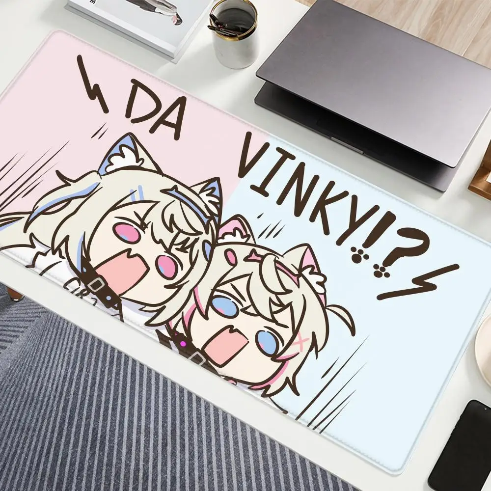 Hololive Popular Virtual Artist Fuwamoco Mousepad Anime Girl Game Keyboard Pad Cute Lock Edge Deskmat