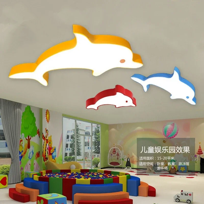 

New Dolphin children lamp ceiling lights creative led ceiling lamp warm bedroom lamp kindergarten Decorative Ceiling Lamps fish