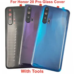 Glass Battery Cover For Huawei Honor 20 Pro Hard Back Door Lid Rear Housing Panel Case + Camera Lens + Adhesive Glue