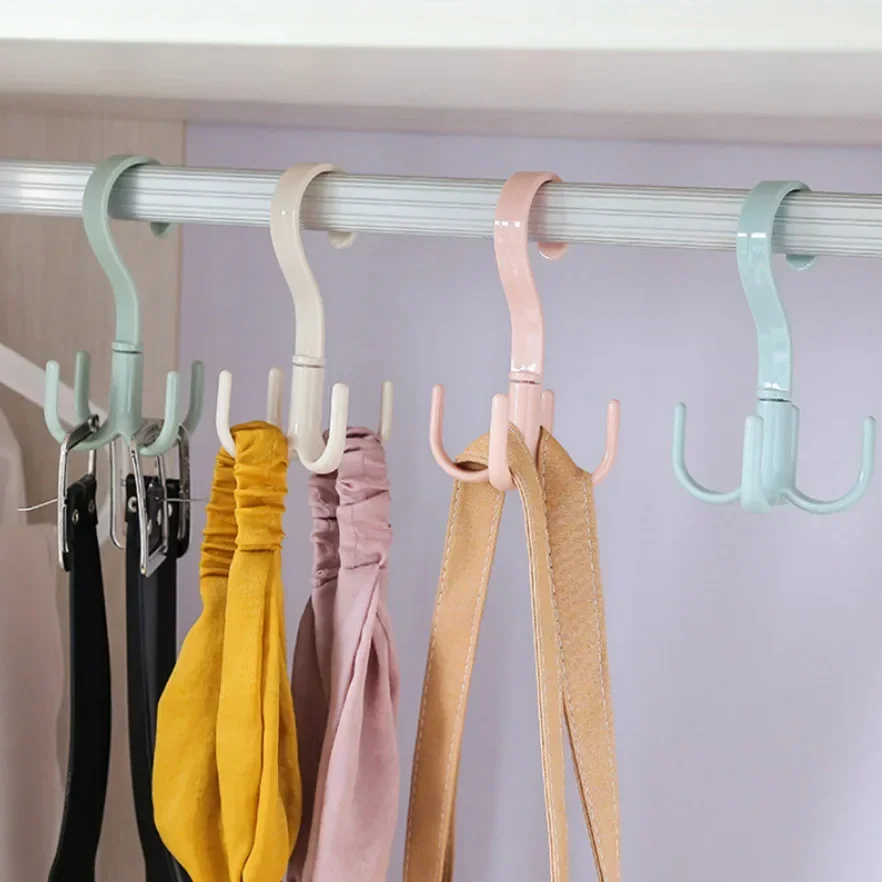 Space Saving Rotated Hanger Hooks plastic Four Claw Wardrobe Bag Clothes Shoes Rack Belt Scarf Hanging 360° Spinner Hangers