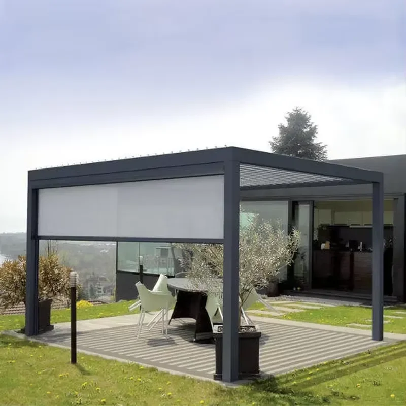 Factory Price Powder Coated Waterproof Aluminum Remote Control Sun Shutter Motorized Garden Gazebo Pergola Aluminum Pool