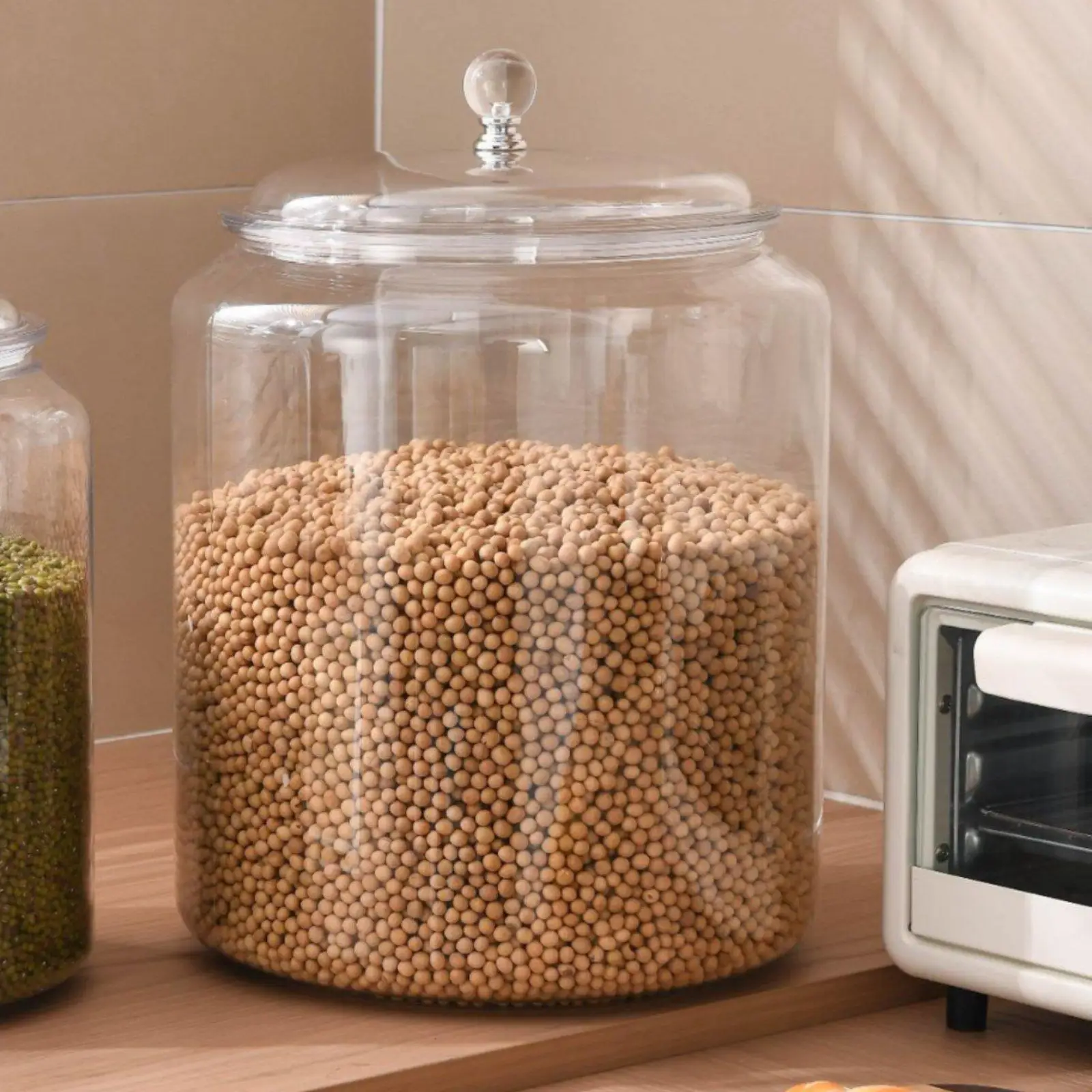 Durable PET Plastic Sealed Storage Container with Airtight Silicone Seal Clear Kitchen Food Storage Jar for Dry Goods Bulk