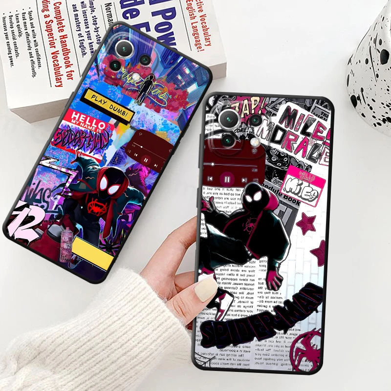 Casing untuk Xiaomi Mi 11 12 13 Lite 10T 11T 12T Pro 12X 13 14 15 Pro Sampul Ponsel Hitam Lembut Marvel Spider Man Lucu