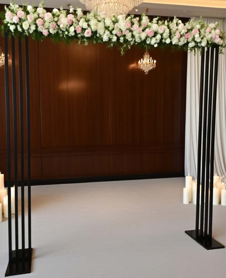 

3pcs/set) Wedding Backdrop Decoration Black Metal Frame Stand Tall Large Gold Wedding Arch Backdrop for Event Party Decoration