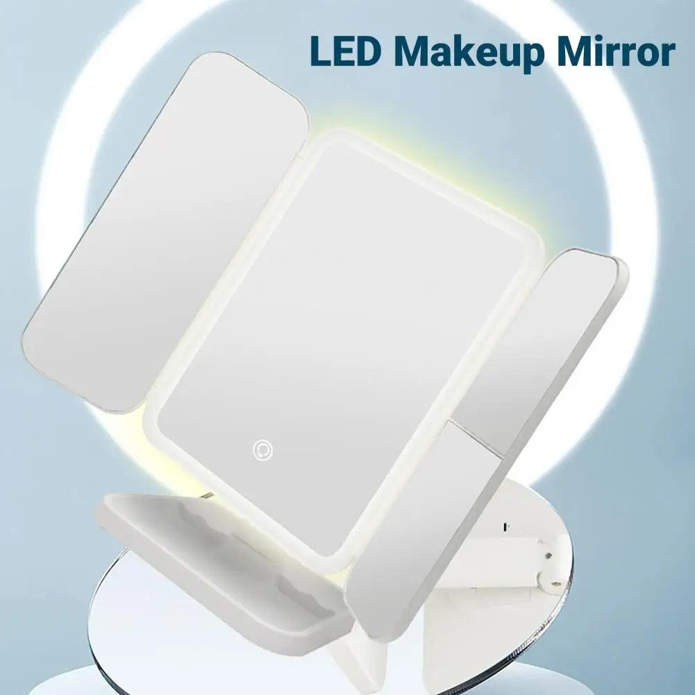 

LED Makeup Mirror Clear 3X Magnifying Touch Control 3-Fold LED Vanity Mirror Micro USB LED Cosmetic Mirror зеркало с подсветкой