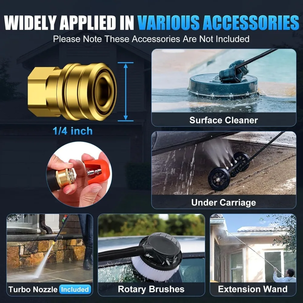 منظف الضغط 5000 رطل لكل بوصة مربعة، منظف طاقة عالي التحمل 4.0 جالون في الدقيقة مع 4 فوهات، مدفع رغوة، خرطوم 33 قدم وزجاجة صابون 500 مل.