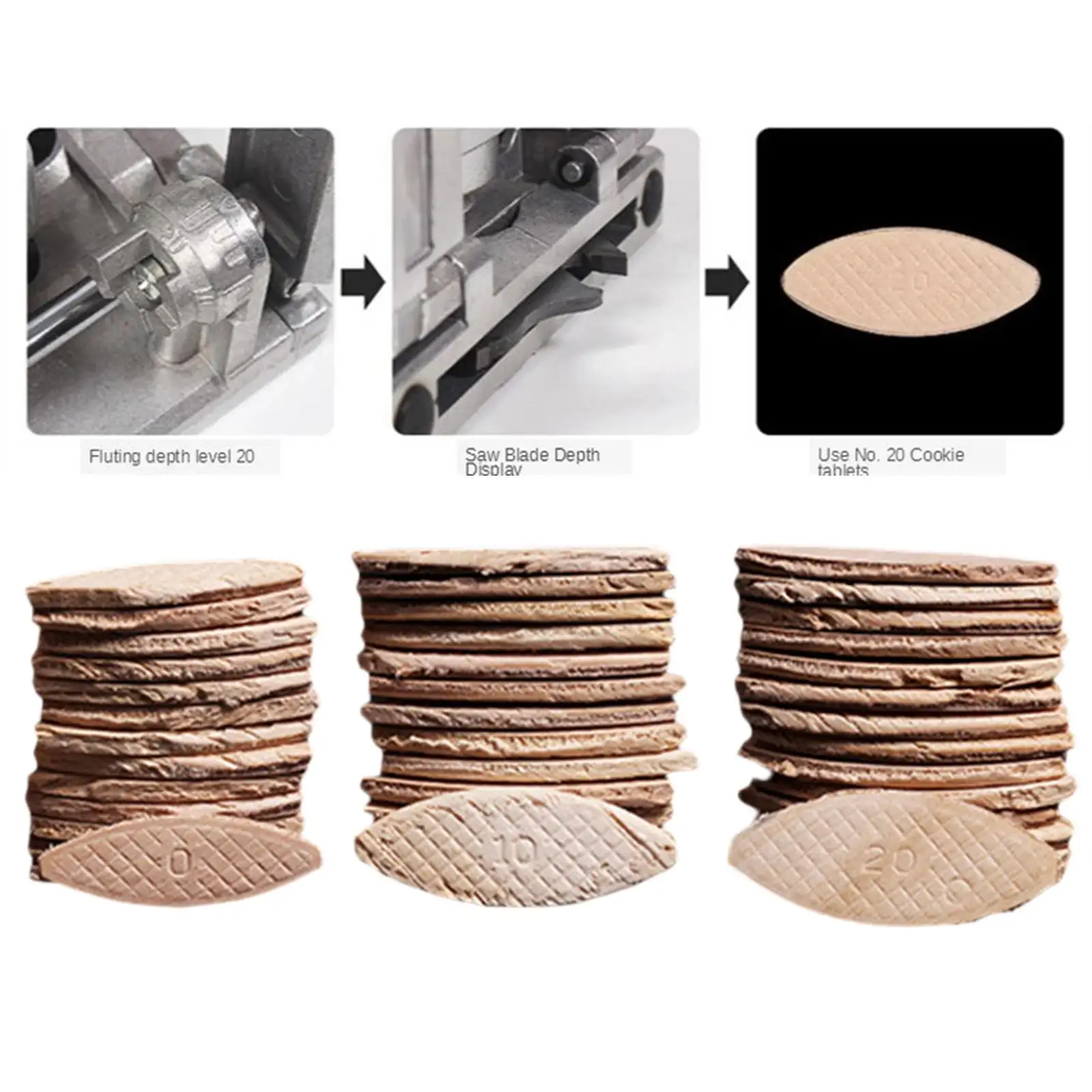 100pcs Wood Joining Biscuits, Beech Wooden Board Stitching Biscuit Tenons Wood Board Docking Tool