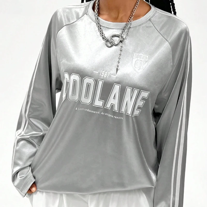 

Men's and women's long sleeved T-shirt, V-neck, basketball, outdoor, fashionable splicing, silver high-end feeling, summer 2025
