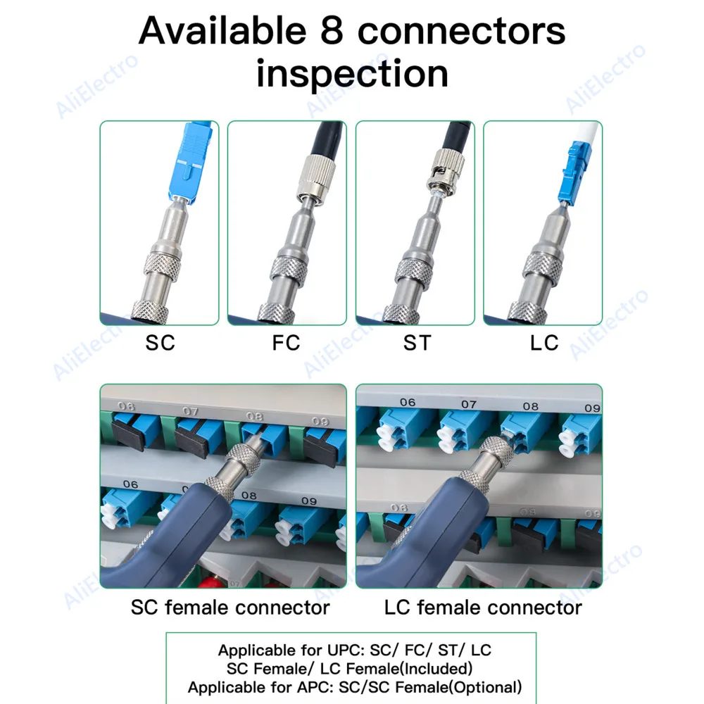 Imagem -04 - Sonda de Inspeção de Vídeo Fedex 400x Inspeção de Fibra Óptica Sonda de Inspeção de Fibra Óptica Microscópio Apc Upc Dicas Navio Livre Kip600v