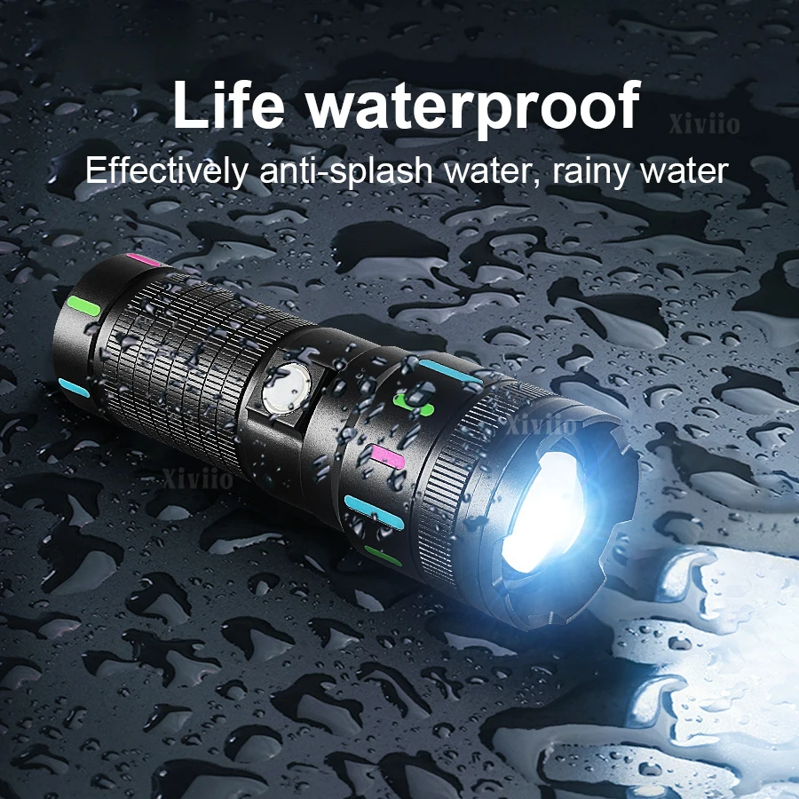 High Power Tactical Torch Most Powerful Rechargeable LED Flashlight Long Shot Lantern for Camping Outdoor Built-in 26650 Battery
