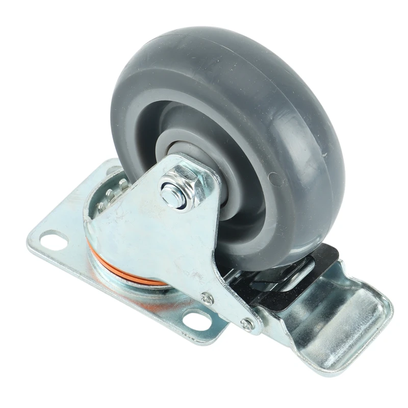 Casters, 4 Medium And Light Duty Wheels With Brakes, Noiseless TPR Casters With Locking, For Furniture/Workbench