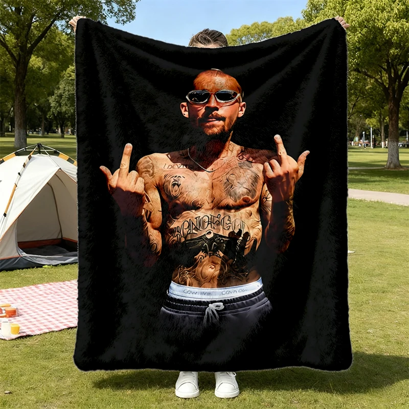 Justin Middle Finger Flannel Blanket, Vintage Bieber Concert Flannel Throw, Vintage Style Fan Cozy Blanket