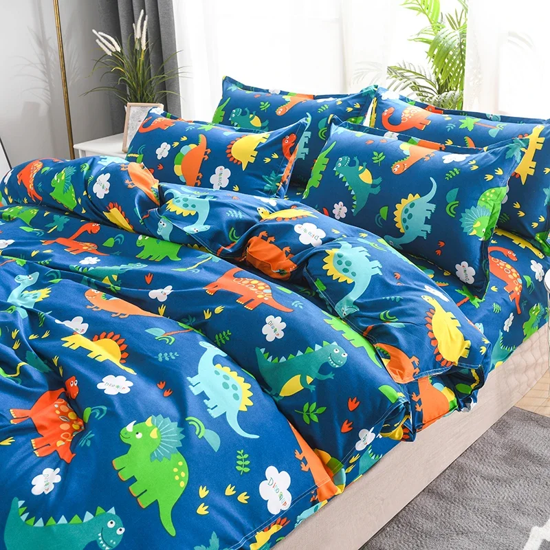 Blue Dinosaurs Duvet Cover Queen Kids Cartoon Comforter Covers Sets for Boys Soft Cute Animals Pattern Bedding Set Home Decor