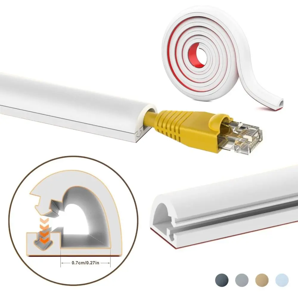 Professional Self-Adhesive Wall Cord Hider Raceway 1m Wire Cover Wall Mount Flexible Cable Concealer Home Office