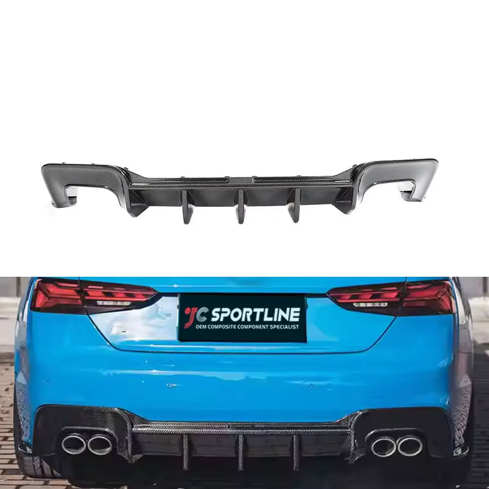Carbon Fiber S5 Car Rear Bumper Diffuser Lip for  S5 B9 A5 SLINE Sportback 4-Door 2020 2021