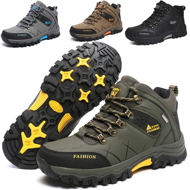 

Men Winter Snow Boots Waterproof Leather Trekking Sneakers Super Warm Men's Boots Outdoor Male Hiking Boots Work Shoes Walking