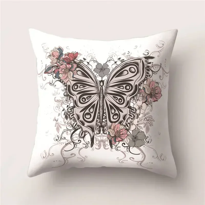 Butterfly Printed Polyester Cushion Cover 45*45cm Throw Pillow Pillowcase Cojines Decorativos Para Sofa Home Bedroom Decor