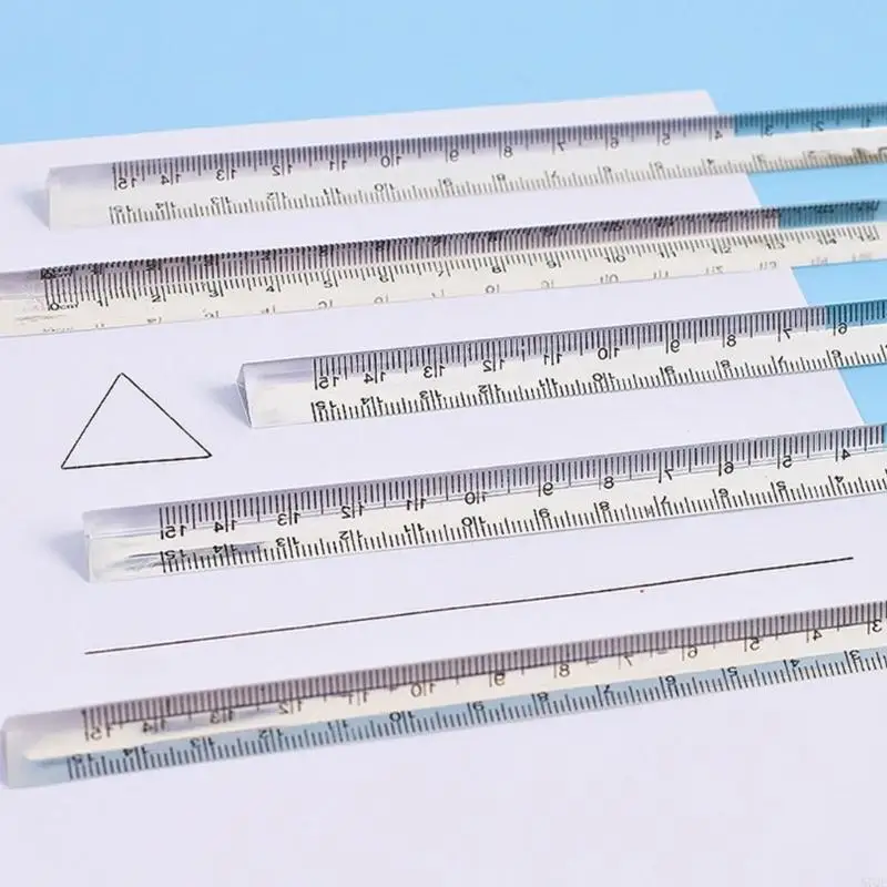 57QF 15cm/5,9 inch Clear Triangles Ruler Công cụ soạn thảo máy đo vẽ thẳng