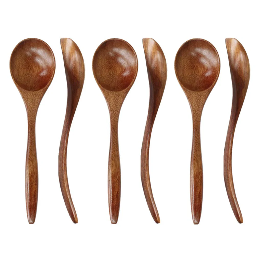 6 Pcs Wood Spoon Kitchen Utensil Coffee Scoop Wooden Spoons Teaspoon Japanese-style Bean