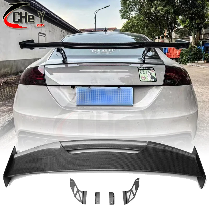 For Audi Tt Tts Ttrs R8 V8 MK3 Mk2 A S3 8V S4 S5 S6 Gloss Black Forged Carbon Fiber Rear Wing Trunk GT Style Rear spoiler