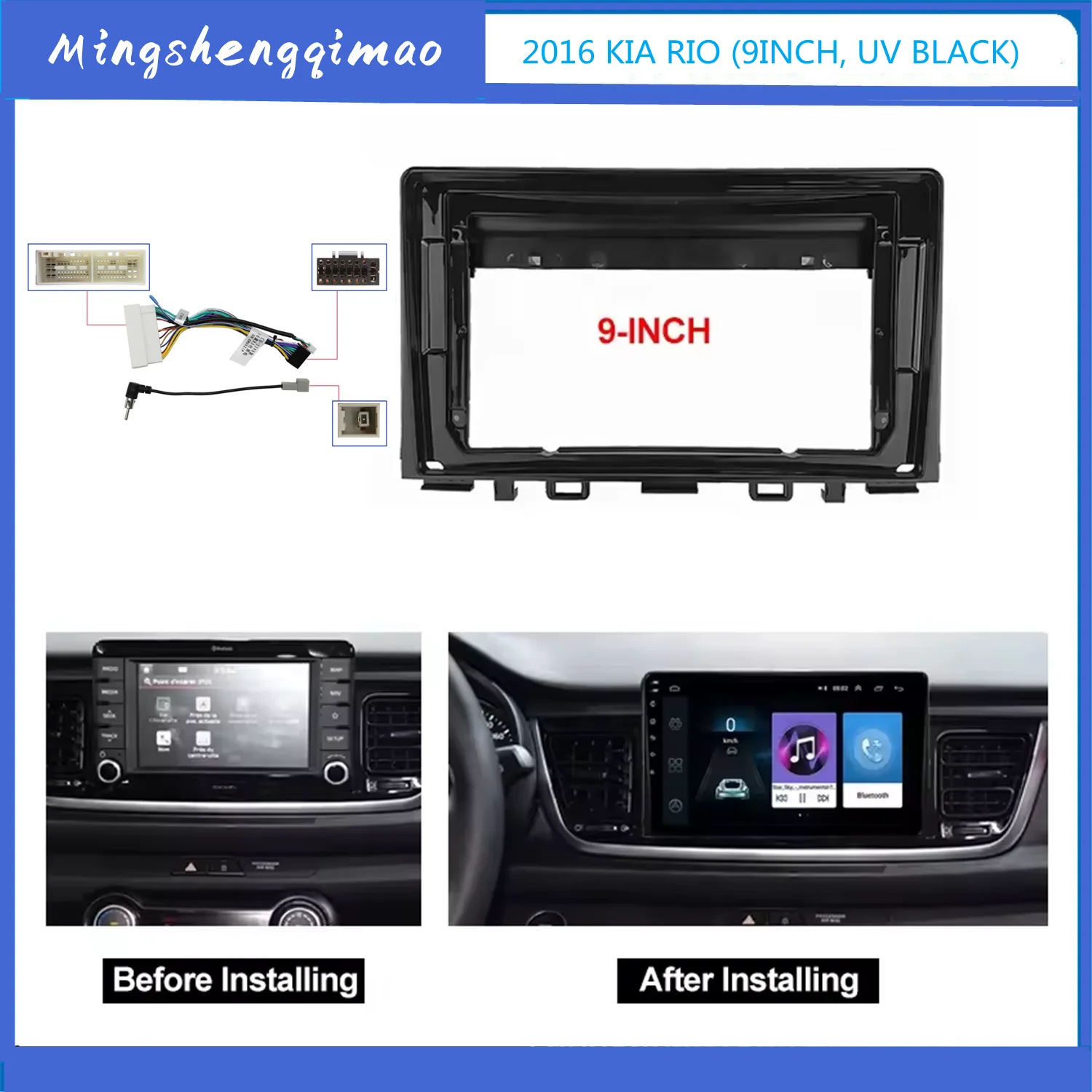 

Car GPS Navigation Stereo For KIA RIO 2018 2019 Radio Fascias Panel Frame Fit 2Din 9 inch In Dash headunit screen