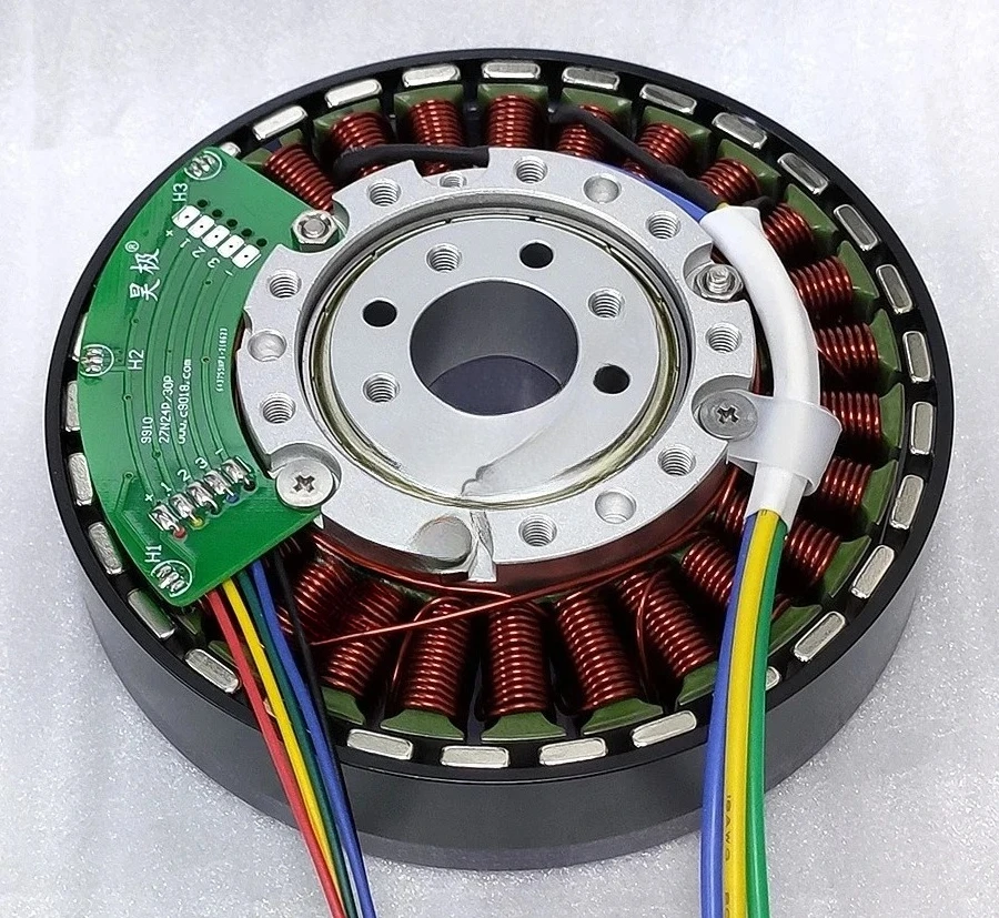 300W Disc Brushless DC Motor 27N30P Hollow Shaft Flat Direct Drive  With Sensory  Hall