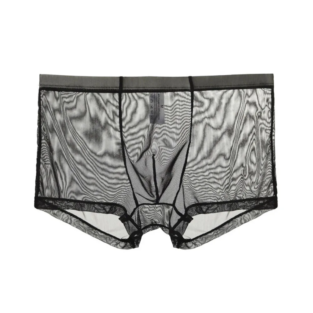 1pc Men Mesh Transparent Breathable Boxer Shorts Ultra-Thin Sexy Sheer Mesh Underpants L-3XL Large Size Trunks